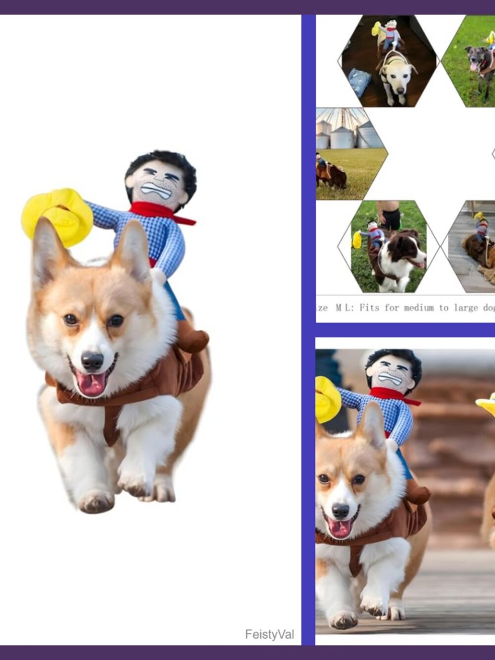Cowboy Rider Dog Costume Knight Style with Doll and Hat Pet Clothes
